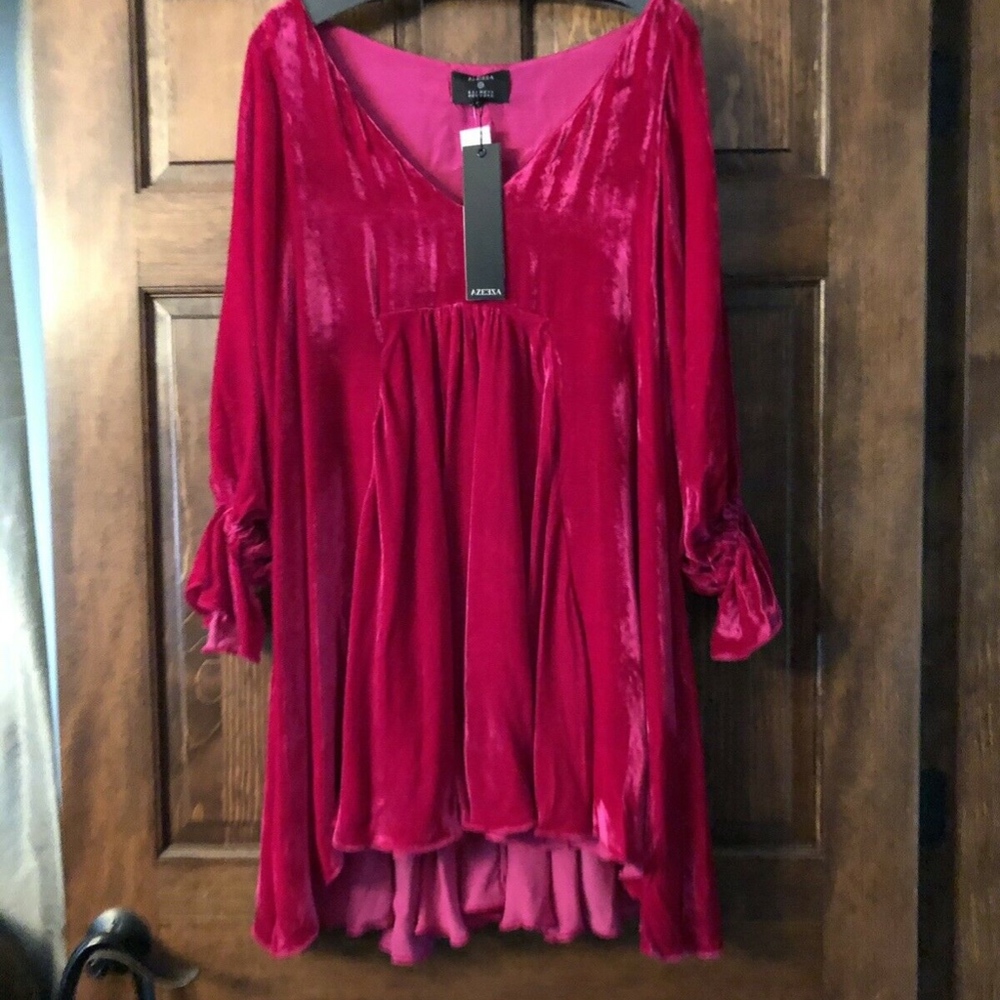 ❌SOLD❌NWT AZEEZA Silk Velvet Olivia Dress - Picture 5 of 13